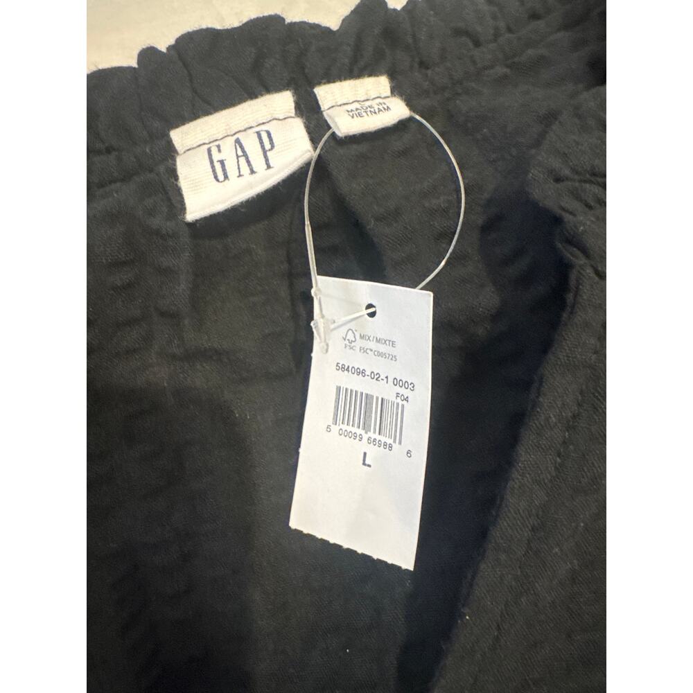 GAP Black Tiered Mini Dress Size Large Long Sleeve Textured NWT - Picture 3 of 3
